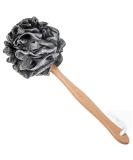 Arswin Shower Sponge Loofah Back Scrubber with Wooden Handle - PE Soft Mesh Body Scrubber for Women & Kids - Black - Buy Online on GoSupps.com