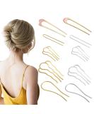 Qiuming 10-Piece Metal Hair Fork Clip Set - Stylish U-Form Comb for Women & Girls - Silver & Gold Hair Accessories - Buy Online on GoSupps.com