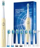 Electric Toothbrush for Adults with 8 Brush Heads - Sonic 40000 VPM Deep Clean 5 Modes Rechargeable Fast Charge Lasts 30 Days - Yellow - Buy Online on GoSupps.com
