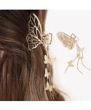 Gold Butterfly Hair Claw Clip with Tassels - Elegant Hair Accessory for Women - Non-slip, Luxury Design - Perfect for Thick/Thin Hair - 1Pcs - Buy Online on GoSupps.com