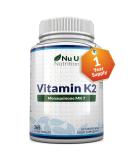 Vitamin K2 MK-7 200mcg - 365 Vegetarian Tablets - High Strength Menaquinone MK7 - Nu U Nutrition - Buy Online on GoSupps.com