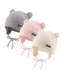 XIAOHAWANG Baby Earflap Beanie Hat Set - 3pcs Soft Knit Beanies for Infant Toddler Boys and Girls 0-6 Months, Cute Bear Design for Autumn Winter - Buy Online on GoSupps.com