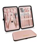 ZIZZON Manicure Set 18 in 1 Professional Pedicure Set Nail scissors Grooming Kit with Leather Travel Case Pink - Buy Online on GoSupps.com