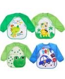 Baogaier Baby Long Sleeves Waterproof Bibs 4 PCS - Toddler Feeding Apron for Boys 6-36 Months Blue - Buy Online on GoSupps.com