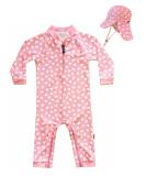 weVSwe Baby Girl UV Protection Rash Guard Swimsuit with Sun Hat | 0-3 Years | Heart Design - Buy Online on GoSupps.com