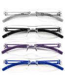 MMOWW 4 Pack Reading Glasses for Men & Women - Clear Rectangular Blue Light Blocking Glasses (Gray Black Purple Blue) - 2.0x - Buy Online on GoSupps.com
