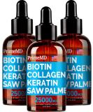 PrimeMD 4-in-1 Liquid Biotin Collagen Keratin Drops (3 Pack) - Hair Skin Nails Vitamins - Watermelon Flavor - 2 Fl Oz Each - Gluten-Free Non-GMO - Buy Online on GoSupps.com