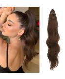 Fine ponytail extensions clip 50 cm hair extensions braid long ponytail hair part clip wavy extensions braid chocolate brown ponytail hair extension for women 50 cm chocolate brown - Buy Online on GoSupps.com