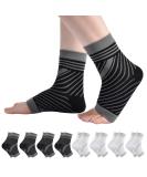 8 Pairs Neuropathy Socks for Men & Women | Plantar Fasciitis Foot Compression Socks | Arch Support, Anti-Slip, Breathable | Pain Relief, Sports Injury Recovery | S Black+White - Buy Online on GoSupps.com