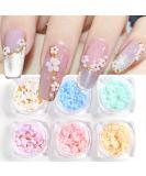 6 Boxes 3D Flower Nail Art Charms with Light Change Decals - Acrylic Nail Accessories with Pearl Golden Caviar Beads Glitter Stud Design - DIY Decoration Tips for Women - Buy Online on GoSupps.com