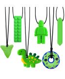 Sensory Chewing Chains - 6 Food-Safe Silicone Biting Toys for Kids | Oral Motor Aid for ADHD & Teething - Green - Buy Online on GoSupps.com