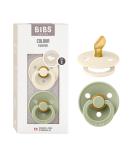 BIBS COLOUR Pacifier 2-Pack | BPA-Free Jaw-Friendly Natural Rubber | Ivory/Sage | 0-6 Months | Made in Denmark - Buy Online on GoSupps.com