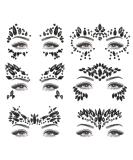 6 Sheets Face Gems Temporary Stick on Black Rhinestone Jewels for Women and Kids - Stylish Party Costume Accessory - Buy Online on GoSupps.com