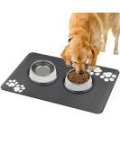 Yokupotac Non-Slip Dog Bowl Pad | Super Absorbent Mat for Cats & Dogs | 50x30 cm Gray Feeding Underlay - Buy Online on GoSupps.com