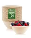 150 Pack 8 oz Compostable Paper Bowls - Biodegradable Sugarcane Bowls for Ice Cream, Desserts, Pet Food - 8oz Disposable Soup Bowls - Buy Online on GoSupps.com