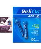ReliOn Ultra-Thin Lancets 30-Gauge 100 Ct Bundle + Diabetes Care Guide - 2 Item Pack - Buy Online on GoSupps.com
