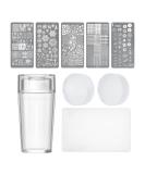 SAGEBIO Clear Silicone Nail Art Stamper Set with 5 Plates - DIY Manicure Tool for Transparent Stamping Jelly Nails - Buy Online on GoSupps.com
