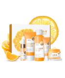 Vitamin C Skin Care Set - 5pcs Women's Beauty Gift Kit with Cleanser Toner Serum Eye Cream & Face Cream | TSA-Friendly Travel Set for Moms Daughters & Teens - Buy Online on GoSupps.com
