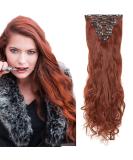 SEGO Clip in Hair Extensions - Wavy Red Brown 24 (61cm) - 8 Wefts - Realistic Hairpiece for Volume & Length - Buy Online on GoSupps.com