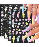 5D Embossed Flower Nail Stickers | DIY Nail Art Decals - Rose & Butterfly Designs - Floral Nail Accessories - Buy Online on GoSupps.com