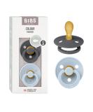 BIBS Colour Symmetrical BPA-Free Dummy 2-Pack | Natural Rubber Latex Pacifiers for 6-18 Months - Made in Denmark - Iron & Baby Blue - Buy Online on GoSupps.com