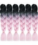 LDMY Jumbo Braiding Hair Extensions - 6PC Ombre Black to Light Pink 24 Yaki Synthetic Kanekalon Hair for Women - Shop Internationally! - Buy Online on GoSupps.com