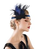 SWEETV 1920s Royal Blue Feather Rhinestone Headpiece | Flapper Great Gatsby Hair Accessories for Women - Buy Online on GoSupps.com