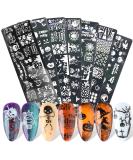 Halloween Nail Art Stamping Plate - JMEOWIO 6 Sheets Pumpkin Skull Ghost Witch Image Plate Nail Art Design Stamp Kit Manicure Template Set - Buy Online on GoSupps.com