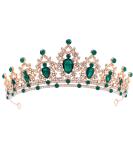 FORSEVEN Crystal Tiaras for Women  Wedding Tiaras and Crowns for Women Tiaras for Girls Birthday Party Princess Crown Hair Accessories Bride Rhinestone Headbands (Gold+Green) - Buy Online on GoSupps.com