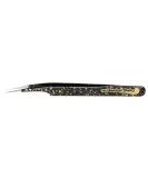 MilleniumHair eyelash tweezers pointed/straight for eyelash extension (black-gold) - Buy Online on GoSupps.com