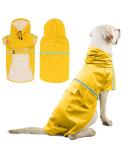Petcute Waterproof Dog Raincoat - Windproof Adjustable Jacket with Reflective Stripes for Small Medium & Large Dogs - Yellow - Buy Online on GoSupps.com
