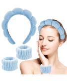 Sibba 3pcs Soft Sponge Spa Headband Set for Women | Terry Fabric Makeup & Face Washing Headbands | Ideal for Yoga Sport & Shower (Blue) - Buy Online on GoSupps.com