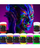 Aofmoka Neon Body and Face Paint - Glows in the Dark, Blacklight Reactive, 8 Non-Toxic Fluorescent Colors - Buy Online on GoSupps.com