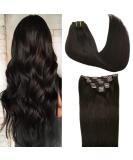 GOO GOO Human Hair Extensions Clip In Dark Brown Remy Hair Extensions Straight Thick 120g Real Natural Hair Extensions 18 Inch 18 Inch (Pack of 1) #2 Dark brown - Buy Online on GoSupps.com