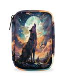 Moon Wolf Print Travel Pill Organizer Bag - Portable 7 Day Pill Case with Zipper for Daily Travel | International Shipping Available - Buy Online on GoSupps.com