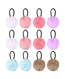 Lurrose Pompom Hair Ties - Cute Plush Ball Ponytail Holder | Fluffy Elastic Hair Bands for Girls | International Shipping - Buy Online on GoSupps.com