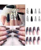 48 Pieces French Artificial Nails Set - Long Ballerina Stick-On Tips with Butterfly & Leopard Designs for Women - Acrylic Nail Art JP1451-JP1417 - Buy Online on GoSupps.com