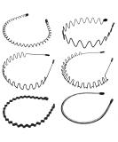 6 Pieces Unisex Black Wave Headbands - Slip-Resistant Elastic Hair Accessories for Men & Women | Perfect for Sports & Daily Wear - Buy Online on GoSupps.com