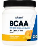 Nutricost BCAA Powder - Orange Mango Flavor 60 Servings 2:1:1 Ratio Gluten Free Non-GMO Vegetarian - International Shipping Available - Buy Online on GoSupps.com