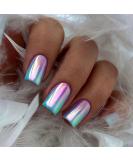 24 Pieces Short Blue Purple Gradient Press On Acrylic Nails - Ballerina Artificial Fingernails for Women & Girls - Perfect Nail Art Manicure - Buy Online on GoSupps.com