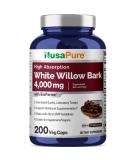 Buy NusaPure White Willow Bark 4000mg - Max Strength Veggie Capsules Non-GMO with Bioperine - 200 Count for Optimal Health - Buy Online on GoSupps.com