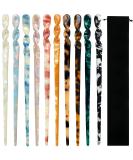 10 Pieces Acetate Hair Sticks Styling Hair Vintage Leopard Print Tortoise Shell Hairpin Chopsticks Hairpins Disk Hair Sticks Hair Accessories with Flannelette Bag for Women Girls (Vibrant Pattern) Vibrant Pattern - Buy Online on GoSupps.com