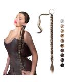 REECHO DIY Braid Ponytail Extension - Long Straight Synthetic Hairpiece - Ash Brown with Sandy Blonde Highlights - Buy Online on GoSupps.com