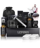 Shaving Kit for Men, Include Safety Razor, Sandalwood Shaving Cream, Mens aftershave, Pre Shave Oil, Shaving Brush, Shaving Apron Bib Shaving Gifts Set for Men Boyfriend Him Stocking Stuffers (Black) - Buy Online on GoSupps.com
