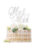 Sotpot 1 Pack Mr Mrs Cake Topper Silver Glitter Love Mr Mrs Cake Pick Wedding Party Decorations Bridal Shower Wedding Cupcake Decoration Party Supplies Silver - Wedding Cake Topper - Buy Online on GoSupps.com