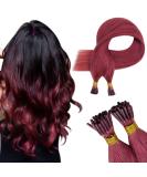 Runature Keratin Bonding Extensions - 40cm I-Tip Real Hair 20g Remy Fusion Extensions 25 Strands - Burgundy #Castle - Buy Online on GoSupps.com