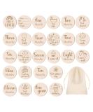 Partideal 13pcs Baby Monthly Wooden Cards with Storage Bag | Baby Milestone & Pregnancy Growth Circles - Double Sided | 10cm Round - Buy Online on GoSupps.com