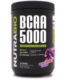 NutraBio BCAA 5000 Powder - Vegan Fermented BCAAs for Lean Muscle Growth & Recovery - Grape Berry Crush - 60 Servings - Buy Online on GoSupps.com