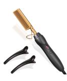 Ceramic Electric Hot Comb Hair Straightener - 3-in-1 Curling Iron for Natural Black Hair, Beard, Wigs - Holiday Gift - Gold - Buy Online on GoSupps.com