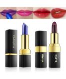 Yeweian 2 Pcs Magic Black Blue Lipstick Set - Color Changing Shimmer Lipstick for Long Lasting Moisturized Lips - Buy Online on GoSupps.com